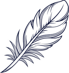 Obraz premium A blue feather on a white background