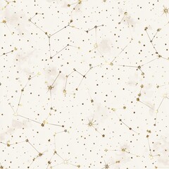 Beige-toned background with golden constellations and scattered star-shaped glitter