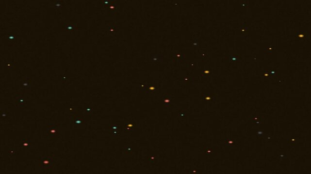 A dark background scattered with colorful, vibrant dots resembling stars in space
