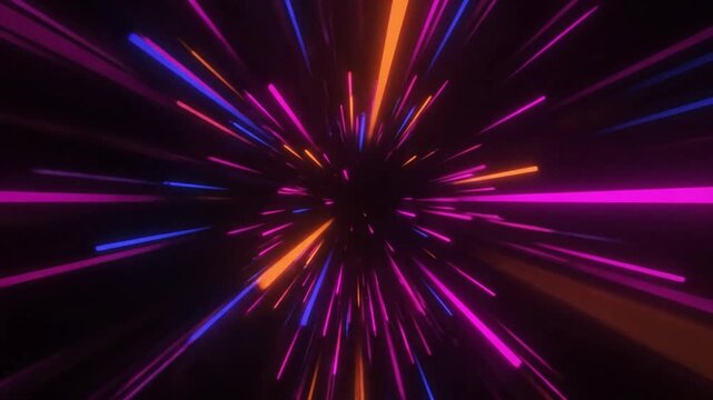 Colorful Warp Speed Tunnel &ndash; Futuristic Light Streaks and Motion Effect in 4K