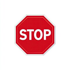 Red octagon sign with white border and text "STOP" against white background