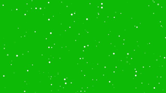 Falling silver glitter dust particles on green screen background. 