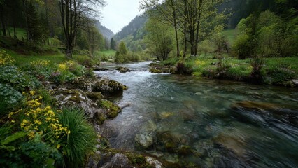 Obraz premium Scenic River Landscape in Austria