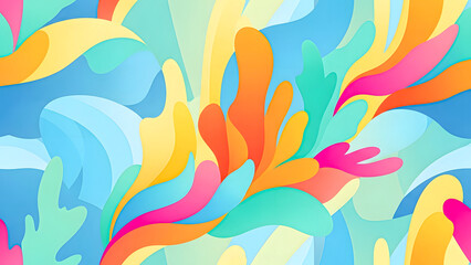 Naklejka premium Vibrant Abstract Illustration Featuring Coral and Seaweed Underwater with Dynamic Shapes and Colors