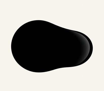 Abstract black blob with gradient shading, set against a neutral off-white background