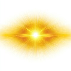 Obraz premium Bright, radiating, yellow lightburst with lens flare effect on a white background