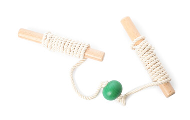 Toy for children's motor skills isolated on white, top view