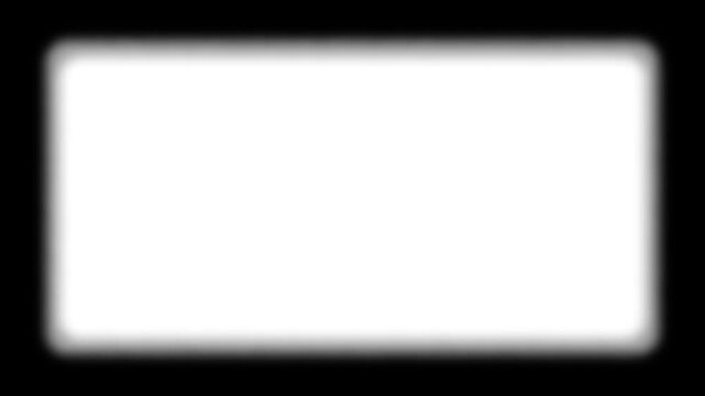 Black cinematic frame border animation with zoom in and out motion and old film frame shake effect with white copy space. 4K animated vintage film frame for cinematic intro and retro video editing.