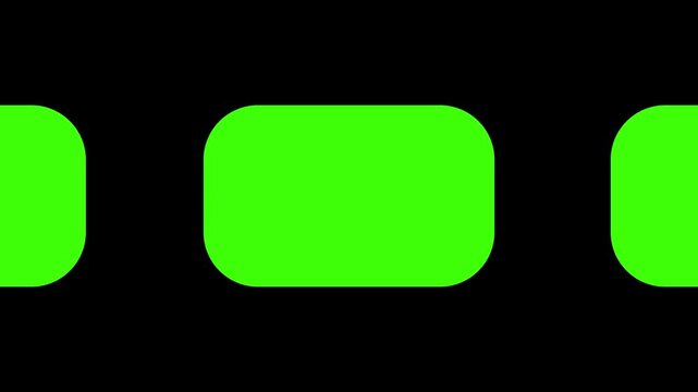 Green screen chroma key background with sliding rounded rectangle elements for video editing.