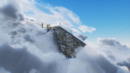 stairway to heaven. A woman stands in front of a paradise, eden gates. Religious concept. 3d rendering. © 3D motion