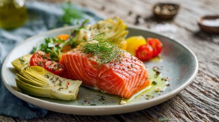 Luxury Vegan Dish with Separated Fresh Ingredients