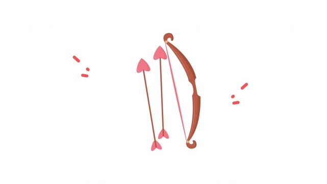 Bow and arrows with heartshaped tips for love themes. Suitable for valentines day, romance, cupid, archery, and relationship concepts.