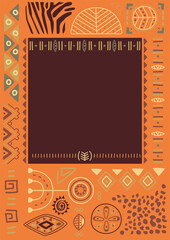 Cover in african tribal ornament style. Ethnic textile print