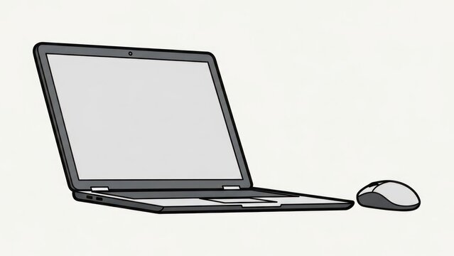 Laptop computer and mouse isolated on white background