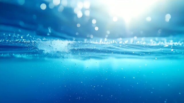 Submerged Blue Tranquility: Capturing the beauty beneath the surface, a pristine shot of the ocean's depths reveals a world of calm, where light dances and bubbles ascend.