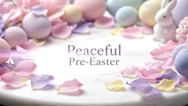Soft eggshell palette arranged with delicate flower petals presenting a refined pre-Easter aesthetic, ideal for calming seasonal branding and elegant holiday themes.