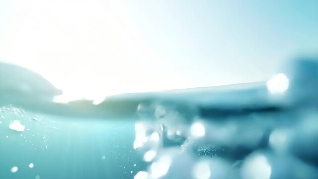 Aqua Serenity: A close-up perspective of pristine water, with light filtering through the surface, evokes a sense of peace and tranquility.
