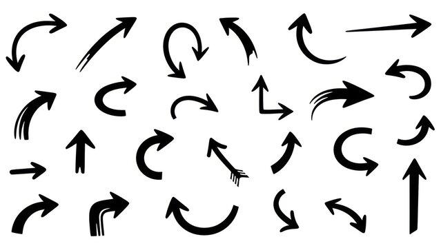 Collection of black arrows pointing in different directions