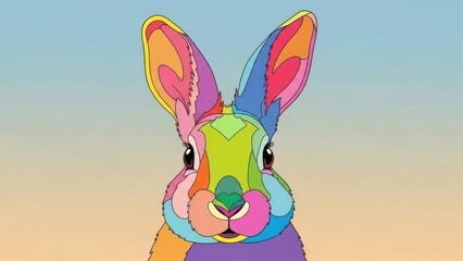 Obraz premium Colorful rabbit illustration against a gradient background