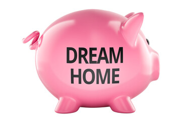 Fototapeta premium Dream Home Fund, concept with piggy bank. 3D rendering