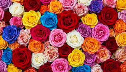 Fototapeta premium Colorful roses background. Colorful roses flower