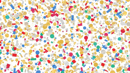 Obraz premium A vibrant celebration scene with confetti, party, decorations, joy, and colorful elements viewed from directly above in a festive environment