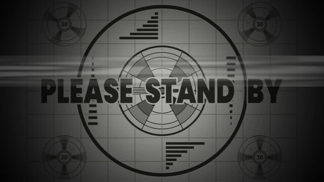 Please stand by screen heavily glitched portrait of a man and text ominously flashes during a system error.