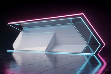 Neon Futuristic Podium for Tech Product Presentation