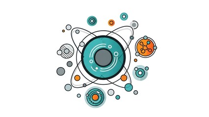 Fototapeta premium Molecular structure illustration with atoms and bonds in a scientific diagram