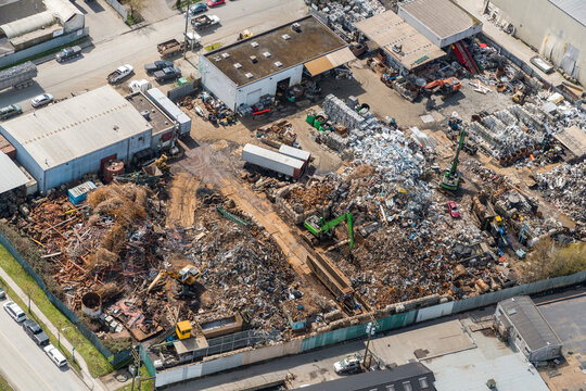 Canada, BC, Surrey.  Overhead view of recycling depot.