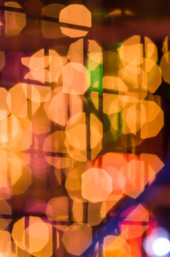 Canada, BC, Vancouver.  Multicolored spots of light