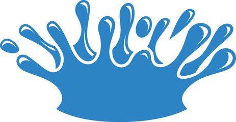 Obraz premium Splash crown logo. Blue liquid flow motion