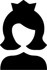 Princess Girl Silhouette with Crown Icon Isolated on White