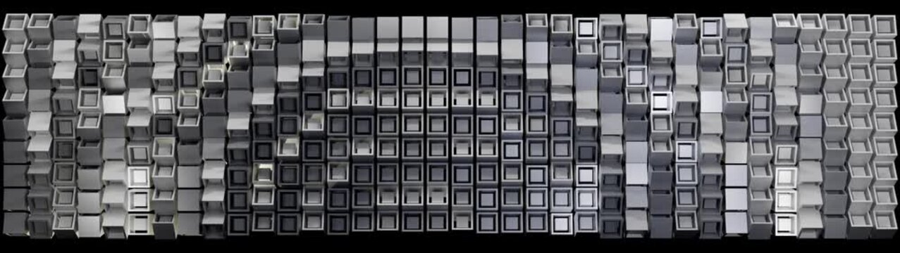 Perfect loop, 3D geometric shapes, resolution 3840x1080