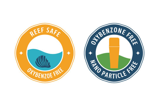 Reef Safe Oxybenzone Free Badge with Coral Icon