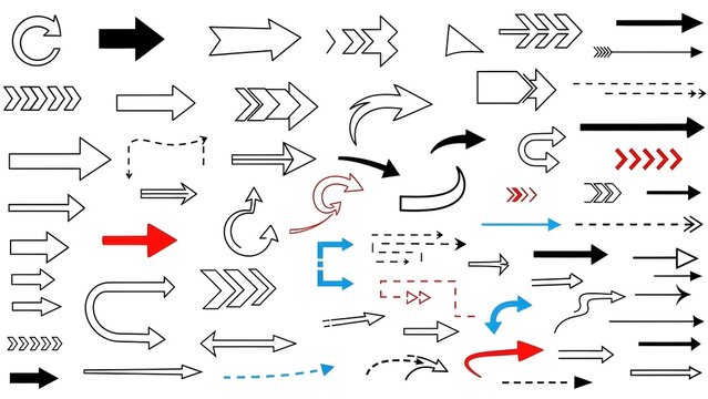 Collection of various arrow designs and directions