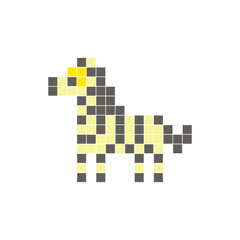Obraz premium A flat pixel design made of geometric square color blocks on a clean icon layout. Pixel art zebra