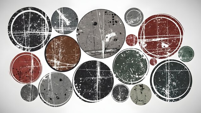 Collection of Distressed Circle Shapes in Various Sizes