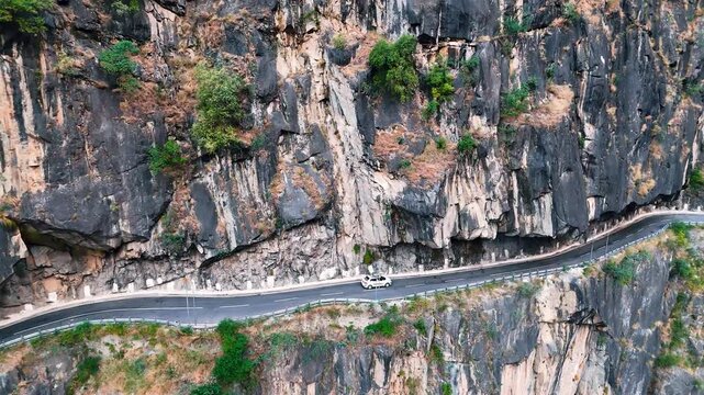 Aerial View of Himalayan Mountain Road Passing Through Kinnaur Valley