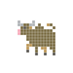 Obraz premium A flat pixel design made of geometric square color blocks on a clean icon layout. Pixel art cow