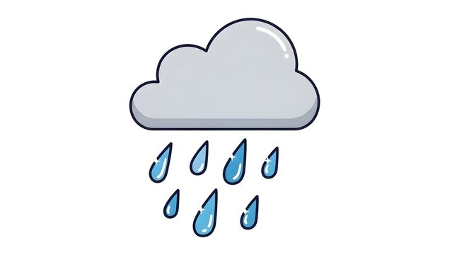 Rain cloud with falling raindrops illustration