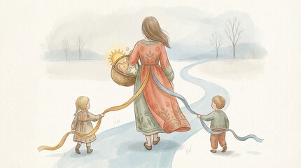 Emotional Illustration Representing Care, Love, and Family