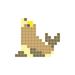 Fototapeta premium A flat pixel design made of geometric square color blocks on a clean icon layout. Pixel art seal