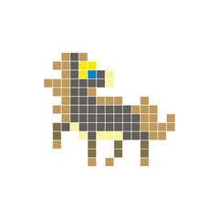 Obraz premium A flat pixel design made of geometric square color blocks on a clean icon layout. Pixel art horse