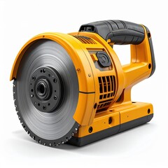 Heavy Duty Yellow Power Cutter Saw with Sharp Metal Blade and Ergonomic Handle on White Background