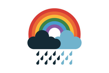 Fototapeta premium Vibrant Rainbow Emerging From Dark Rain Cloud