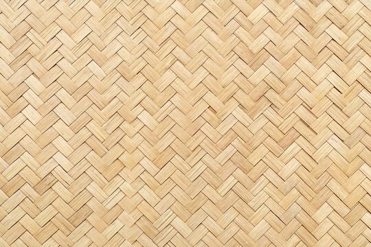 Natural light beige bamboo herringbone woven texture background