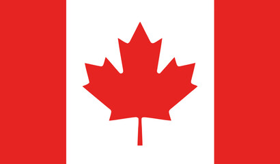 The National Flag of Canada with Red Maple Leaf Emblem.