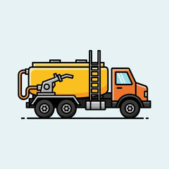 Fototapeta premium Fuel Tank Truck Vector Icon. Gasoline and Oil Delivery Lorry Flat Illustration. Transportation and Logistics Vehicle Graphic.