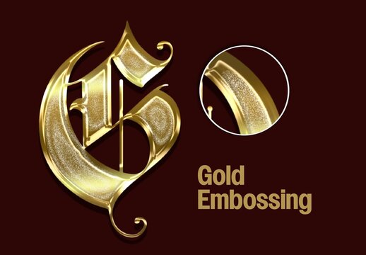 Gold Embossing Gothic Text Effect